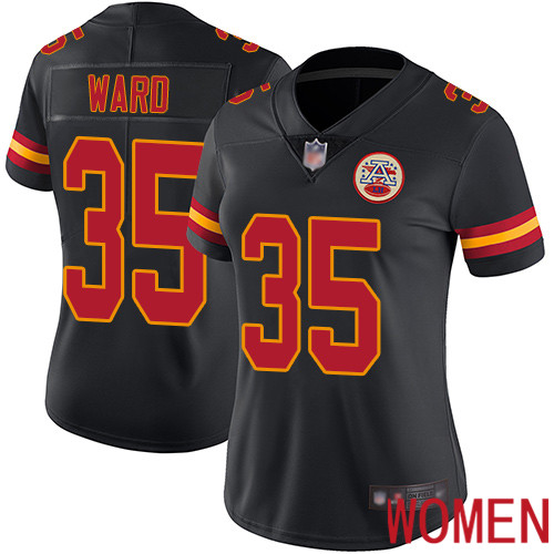 Women Kansas City Chiefs #35 Ward Charvarius Limited Black Rush Vapor Untouchable Football Nike NFL Jersey->nfl t-shirts->Sports Accessory